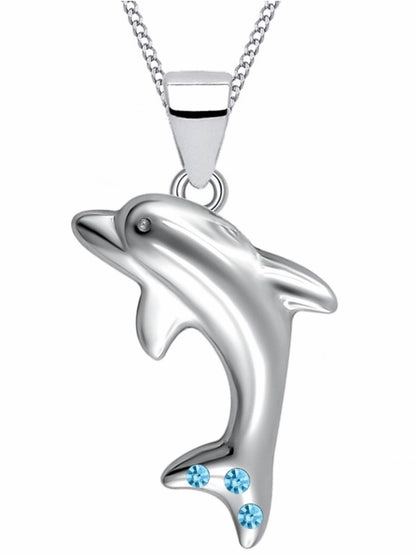 Delfin Halskette mit blauem Kristall Bild 1