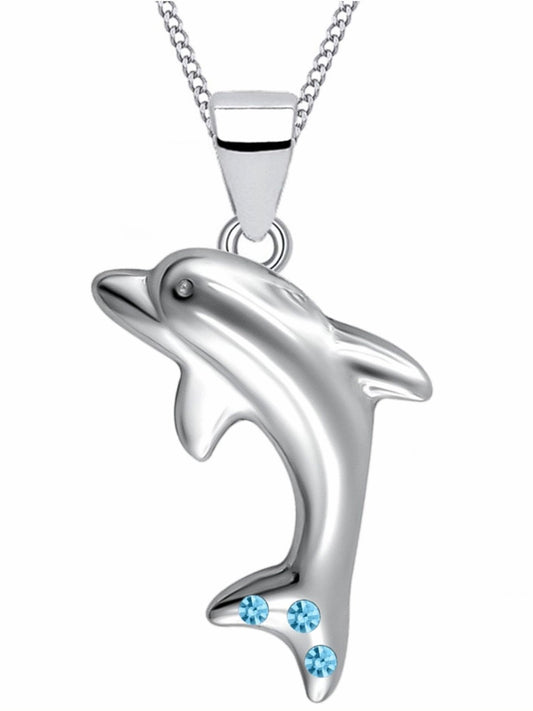 Delfin Halskette mit blauem Kristall Bild 1