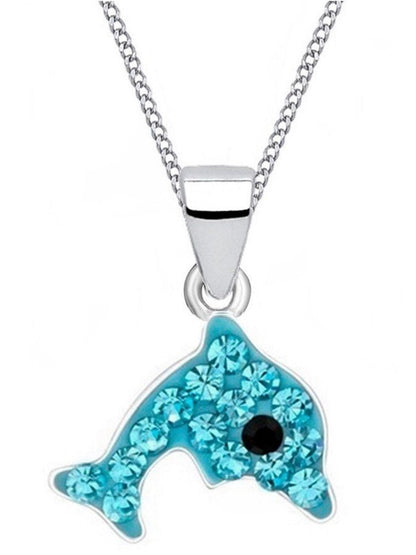Delfin Kinderkette aus 925 Silber mit blauem Kristall Bild 1