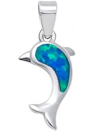 Delfin Silberanhänger mit blauem Opal aus 925 Sterling Silber Bild 1