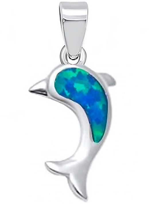 Delfin Silberanhänger mit blauem Opal aus 925 Sterling Silber Bild 1