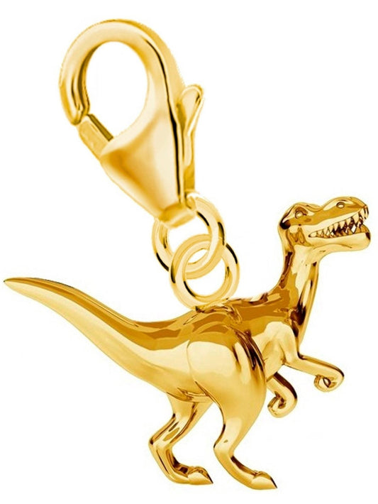 Dinosaurier Charm vergoldet 925 Silber – Tier Anhänger für Charmkette Bild 1
