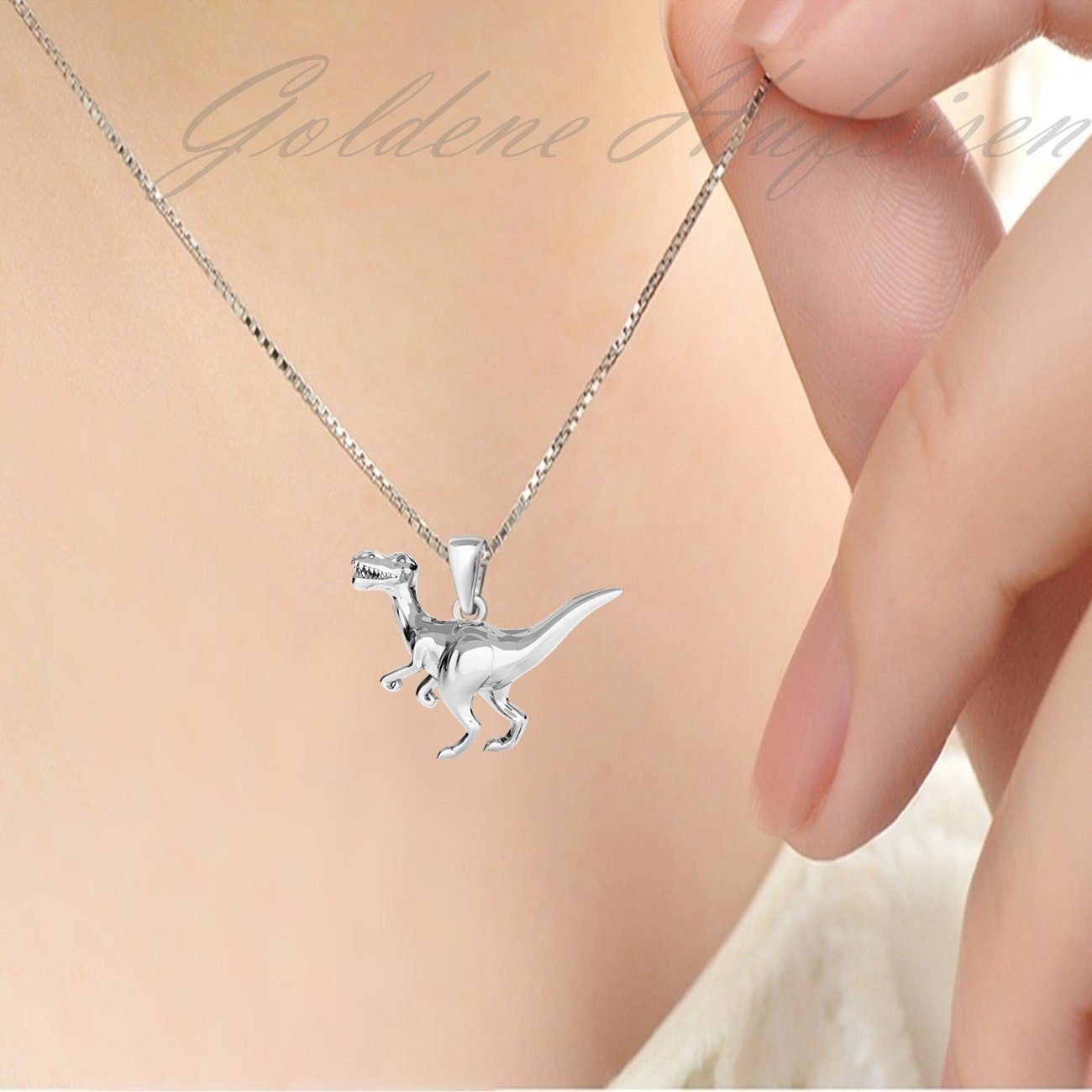 Dinosaurier Anhänger mit Kette aus 925 Silber Bild 2
