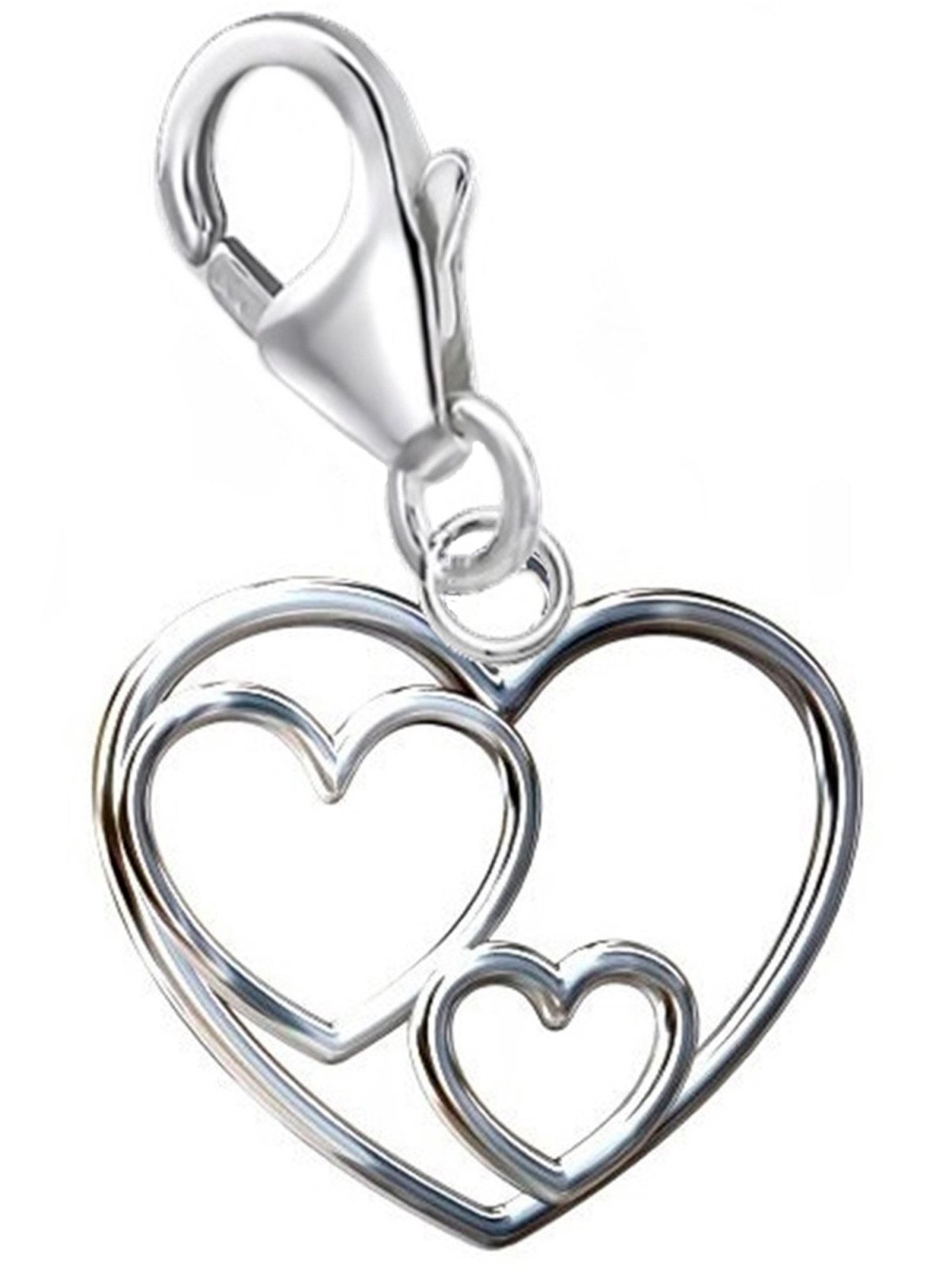 Doppelherz Charm Silber 925 – Herz Schmuck Geschenk Bild 1
