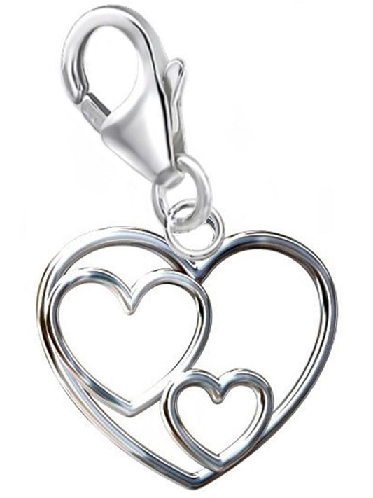 Doppelherz Charm Silber 925 – Herz Schmuck Geschenk Bild 1
