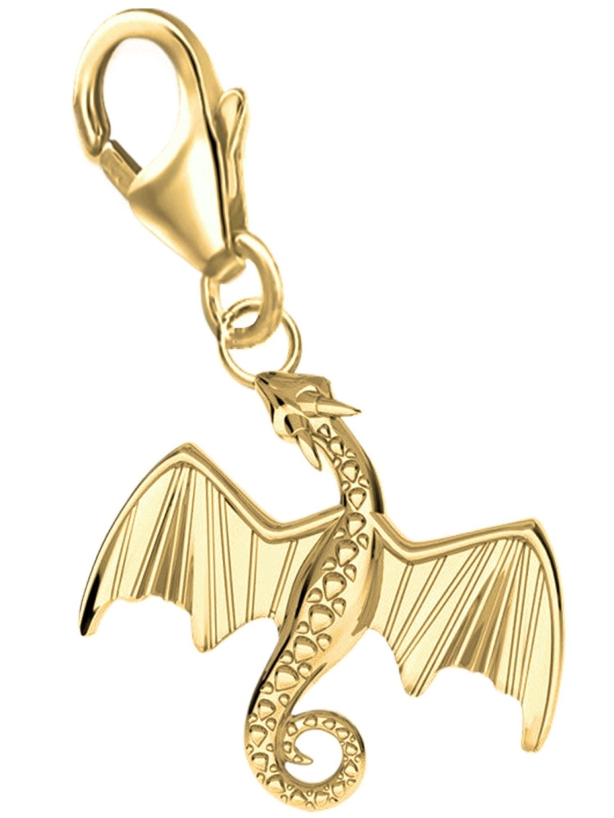 Drachen Charm vergoldet 925 Silber - Tier Ahhänger für Charmkette Bild 1