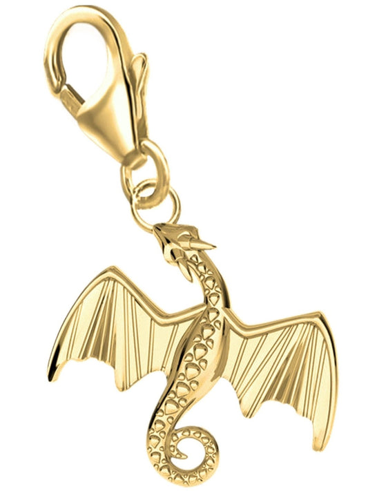 Drachen Charm vergoldet 925 Silber - Tier Ahhänger für Charmkette Bild 1