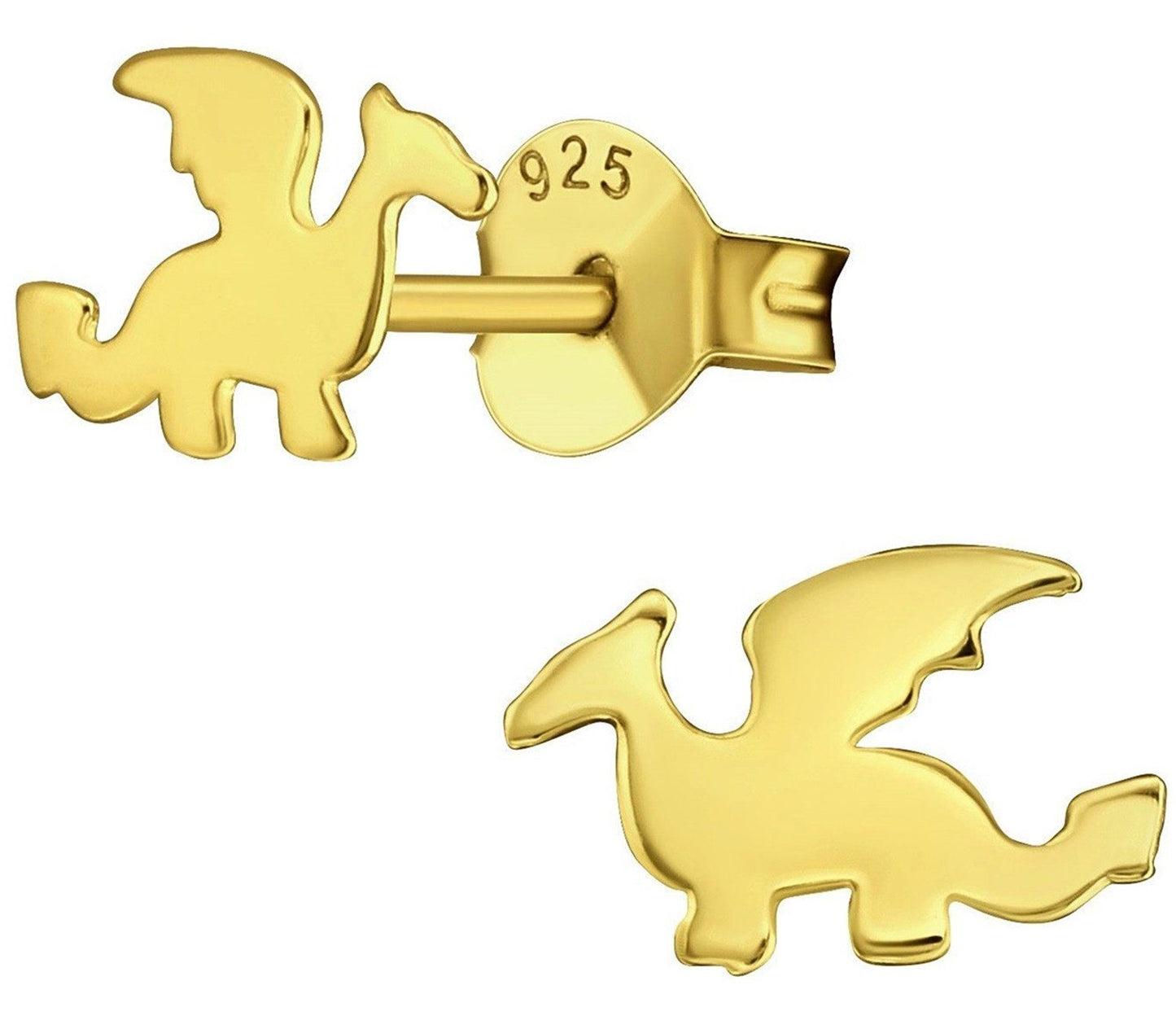 Drachen Ohrstecker Kinder vergoldet 925 Silber Bild 1