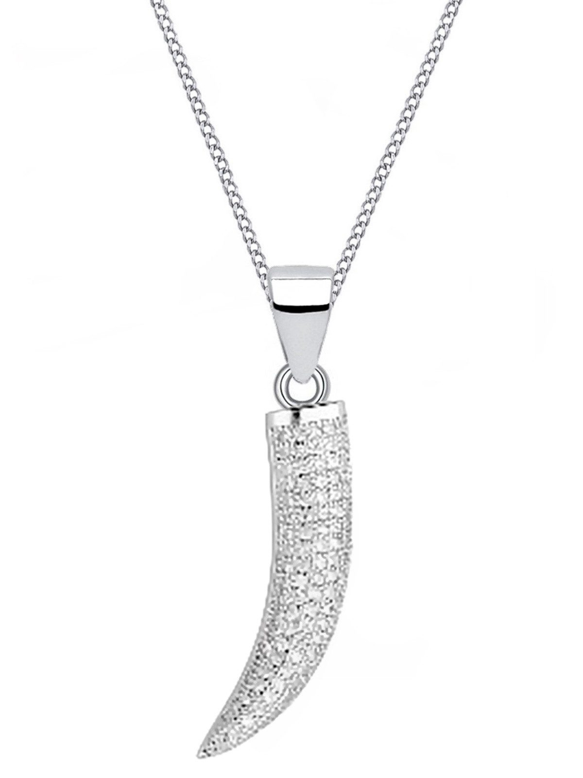 Drachenzahn Anhänger mit Kette aus echtem 925 Silber mit Zirkonia Bild 1