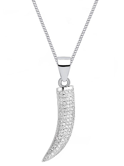 Drachenzahn Anhänger mit Kette aus echtem 925 Silber mit Zirkonia Bild 1