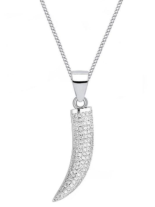 Drachenzahn Anhänger mit Kette aus echtem 925 Silber mit Zirkonia Bild 1