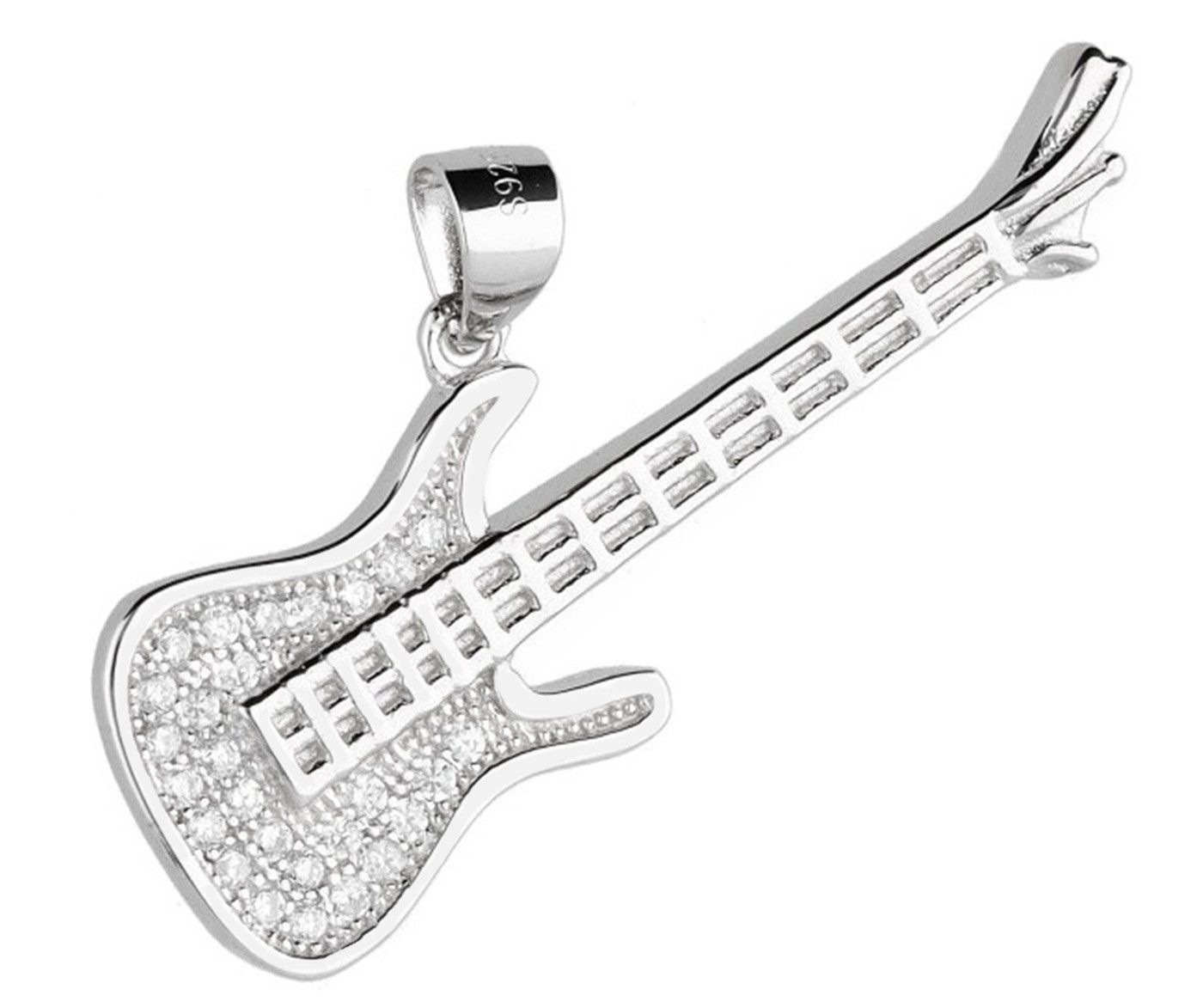 E-Gitarre Silberanhänger für Halsketten – Musiker Geschenk Bild 1