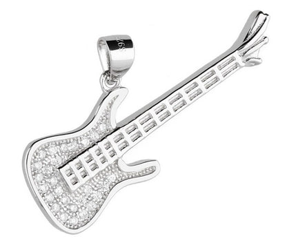 E-Gitarre Silberanhänger für Halsketten – Musiker Geschenk Bild 1