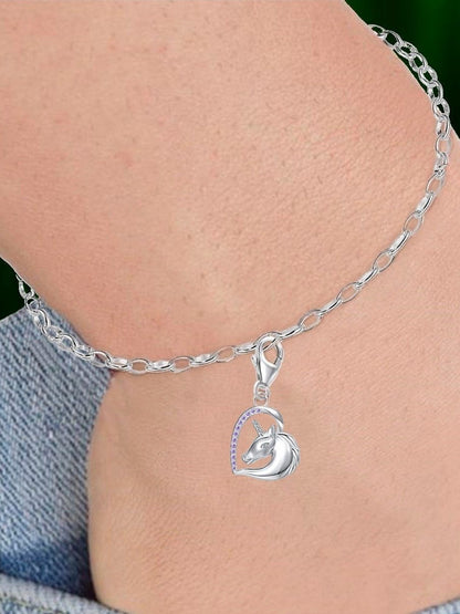 Einhorn Charm 925 Silber – Bettelarmband Schmuck mit Zirkonia bild 2