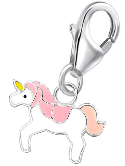 Einhorn Charm 925 Silber mit Emaille - Anhänger für Kinderarmband Bild 1