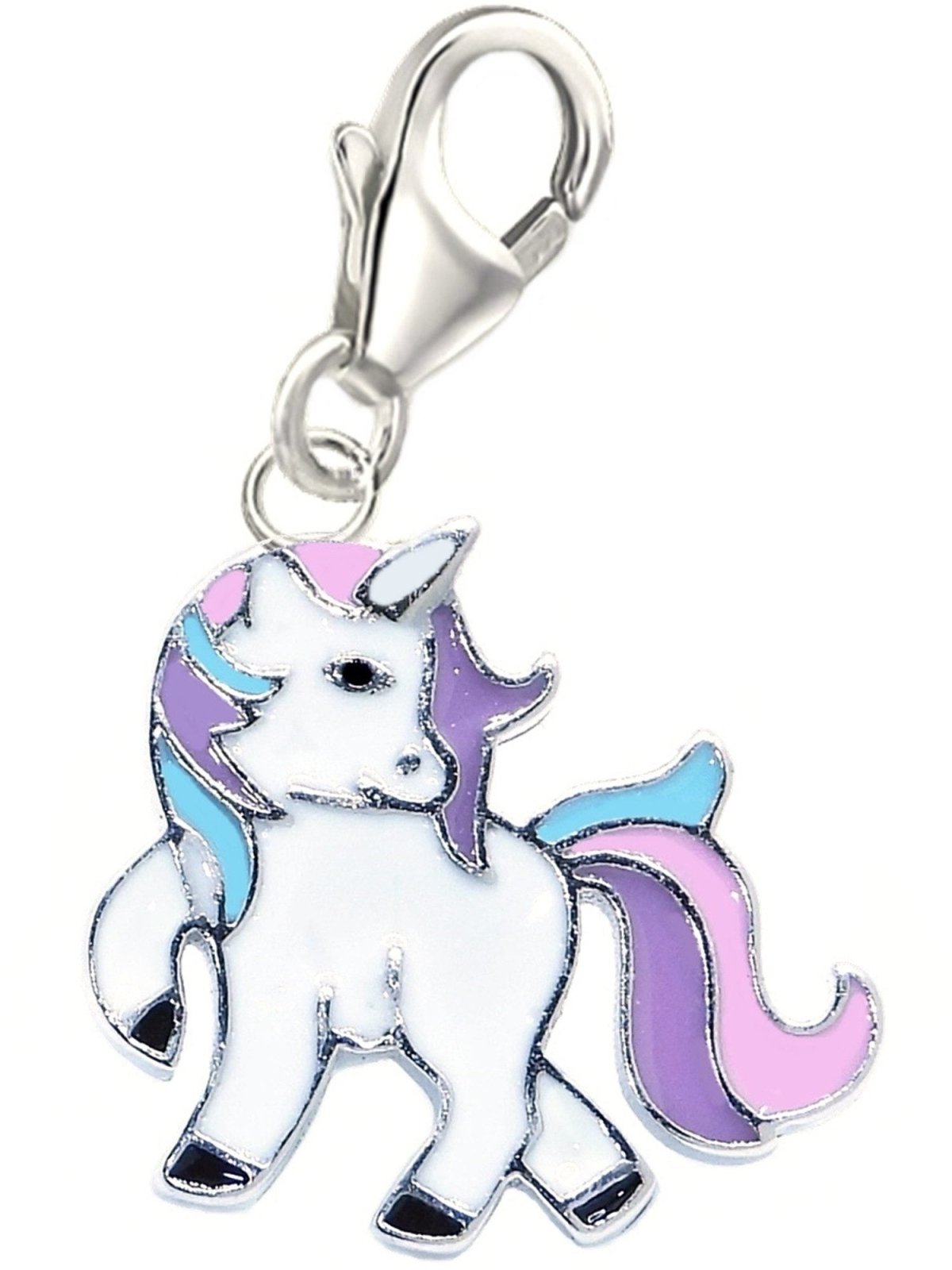 Einhorn Charm bunt 925 Silber Fantasy Kinder Schmuck Bild 1