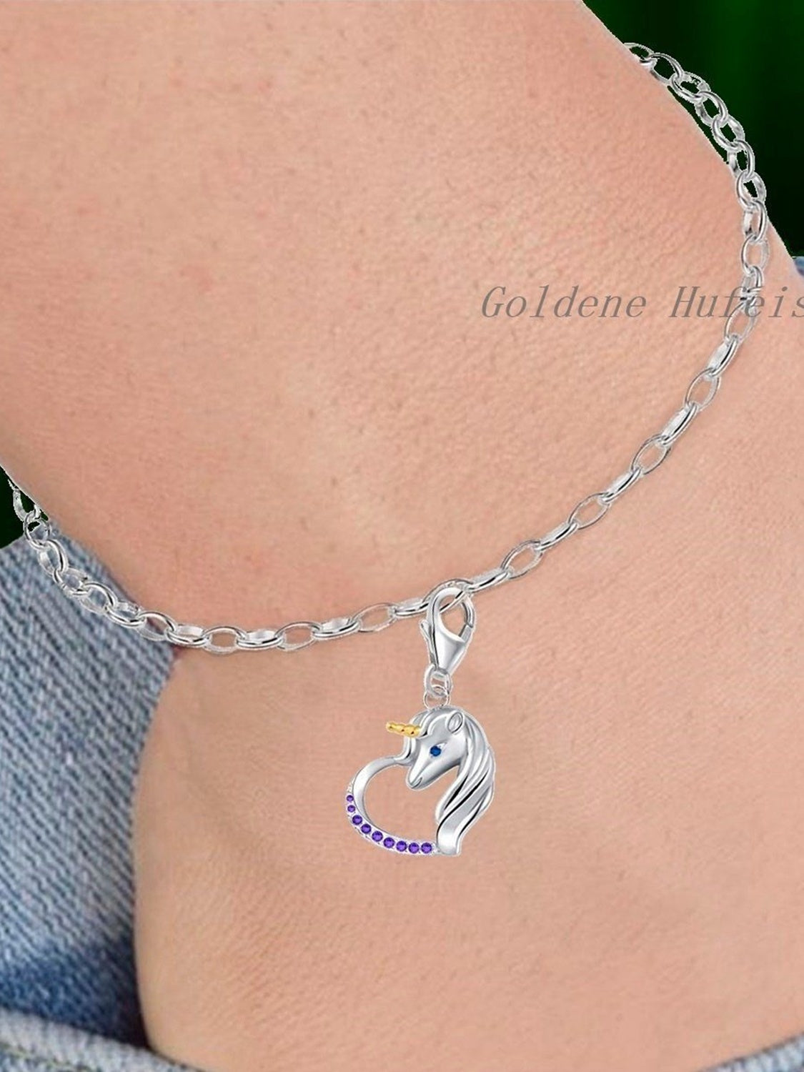 Einhorn Herz Charm 925 Silber mit Steine – Märchen Schmuck bild 3