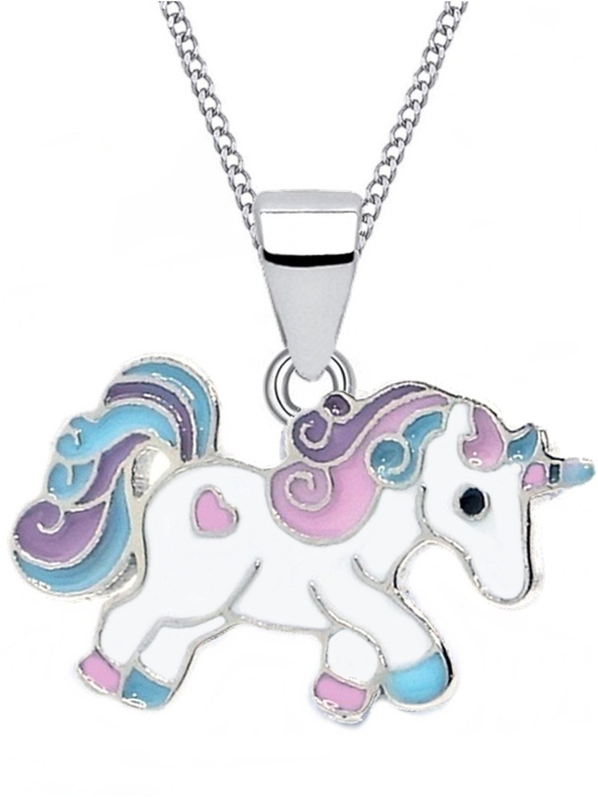 Einhorn Kinderkette aus echtem 925 Silber mit bunter Emaille Bild 1