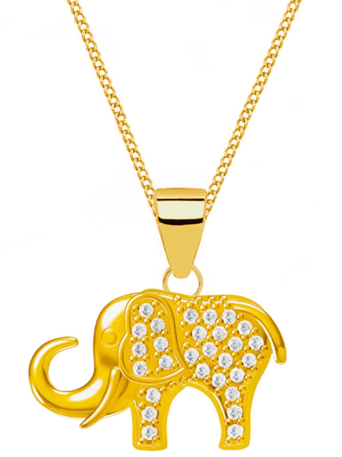 Elefant Halskette aus vergoldetem 925 Silber und Zirkonia Bild 1