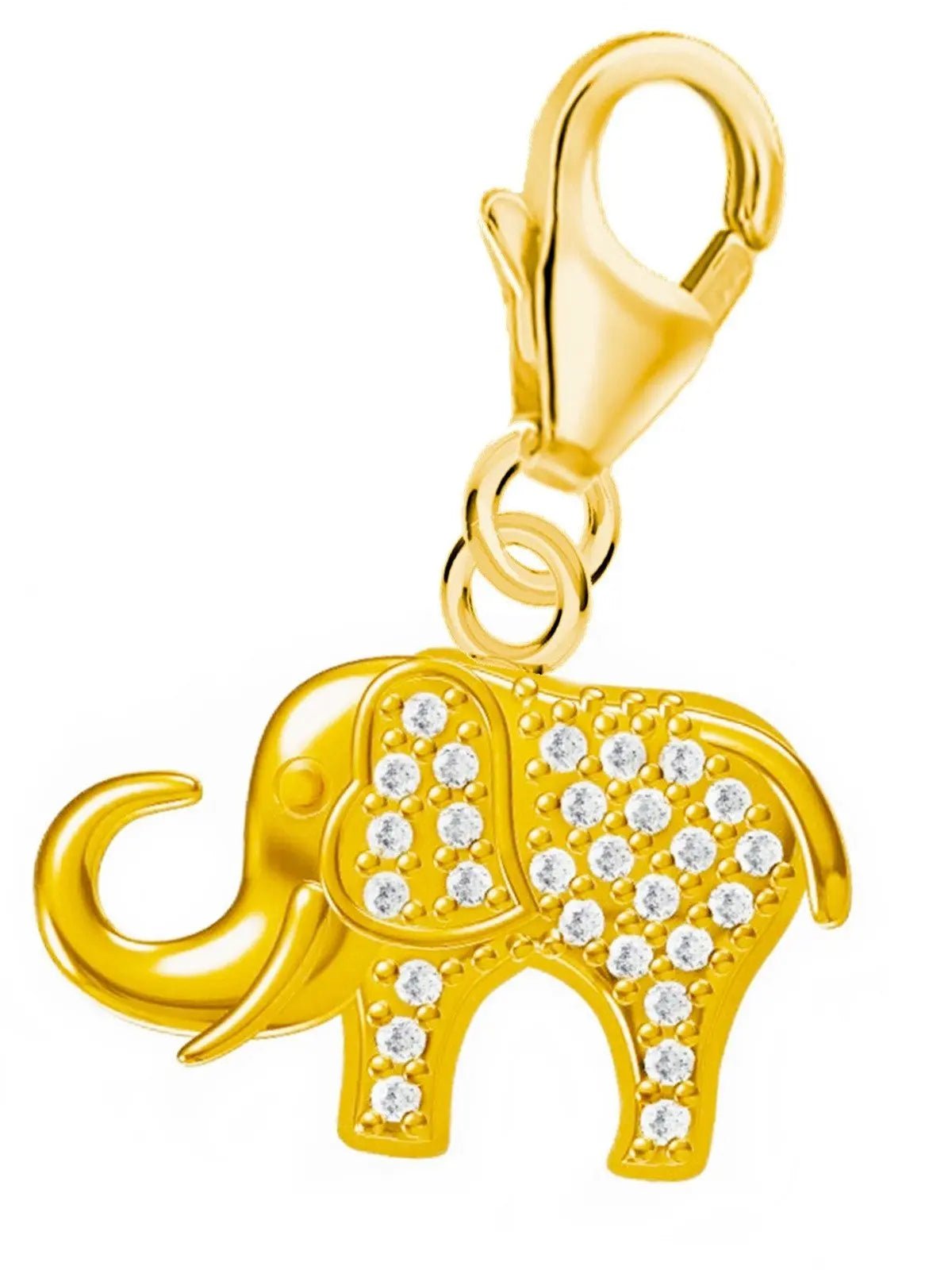 Elefanten Charm aus 925 Silber vergoldet – Tier Anhänger Bild 1