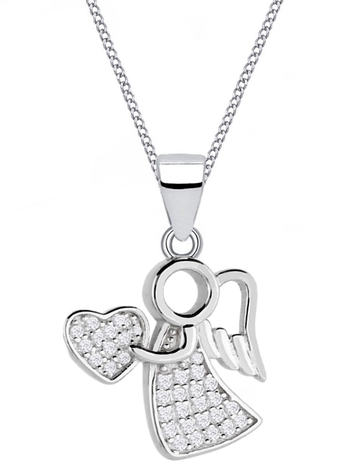 Elegante Engel mit Herz Halskette aus 925 Silber mit Geschenketui Bild 1
