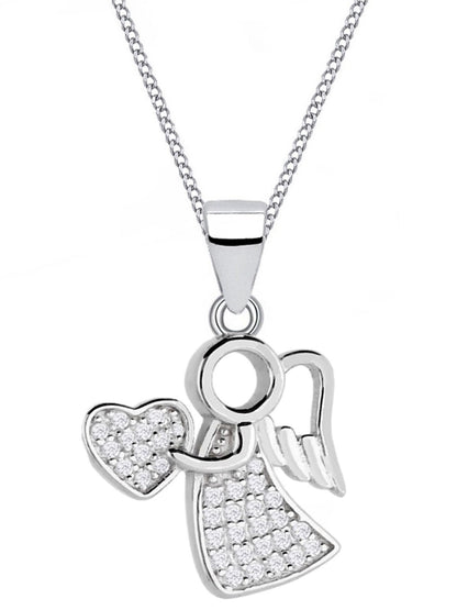 Elegante Engel mit Herz Halskette aus 925 Silber mit Geschenketui Bild 1