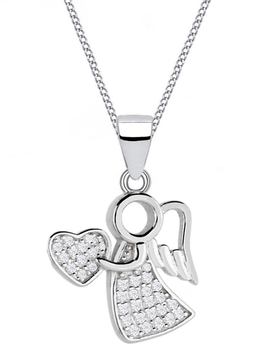 Elegante Engel mit Herz Halskette aus 925 Silber mit Geschenketui Bild 1