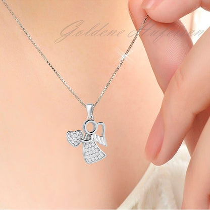 Elegante Engel mit Herz Halskette aus 925 Silber mit Geschenketui Bild 2