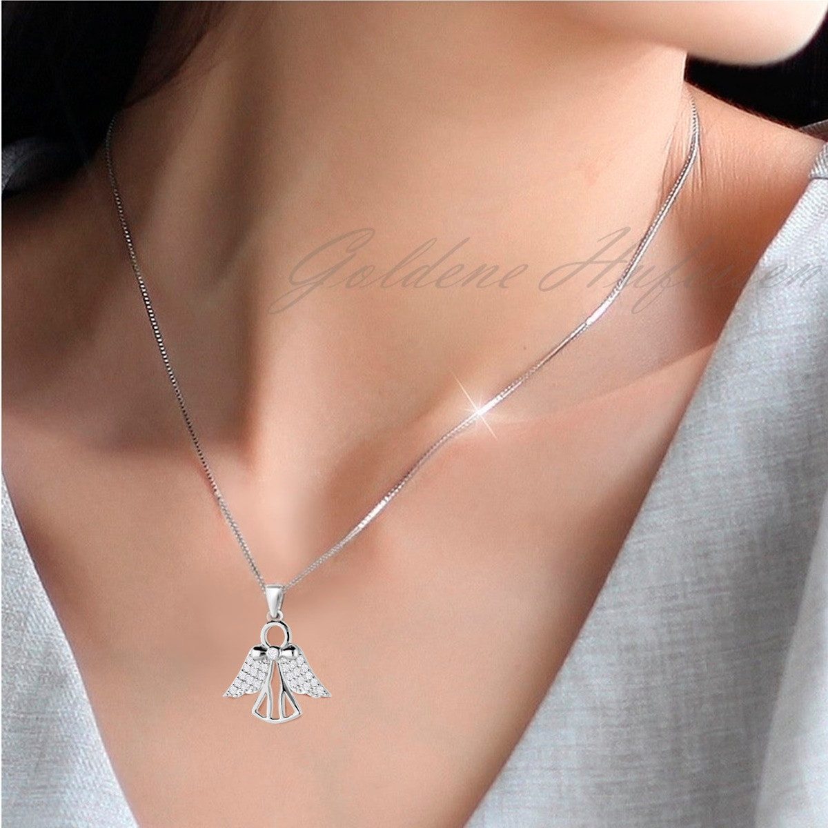 Elegante Schutzengel Kette aus 925 Silber mit feiner Halskette Bild 4