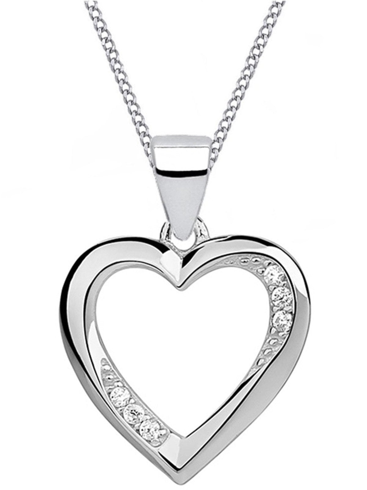 Elegante Silberkette mit Herz Anhänger mit weißen Zirkonia aus 925 Silber Bild 1