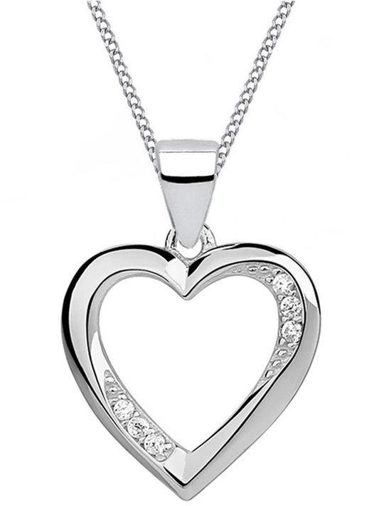 Elegante Silberkette mit Herz Anhänger mit weißen Zirkonia aus 925 Silber Bild 1