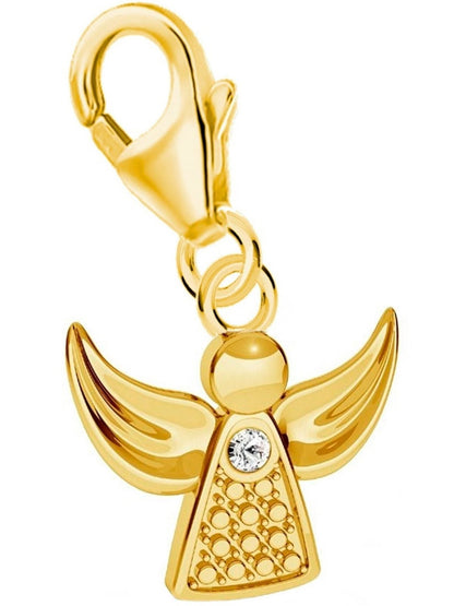 Engel Charm vergoldet 925 Silber mit Stein - Glücksbringer Bild 1