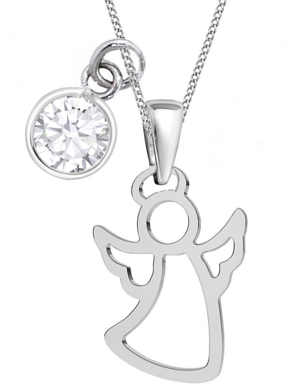 Engel Kette aus echtem 925 Silber mit weißem Zirkonia Bild 1