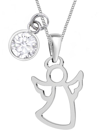 Engel Kette aus echtem 925 Silber mit weißem Zirkonia Bild 1
