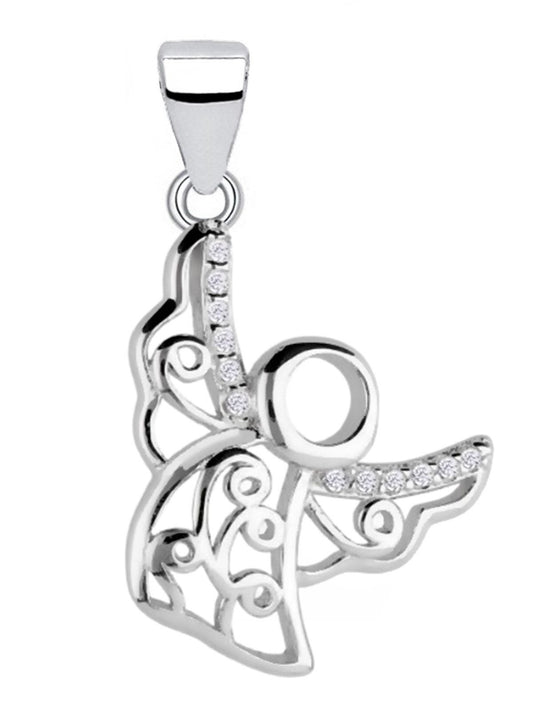 Engel Schmuckanhänger aus 925 Silber mit funkelnden Zirkonia Bild 1
