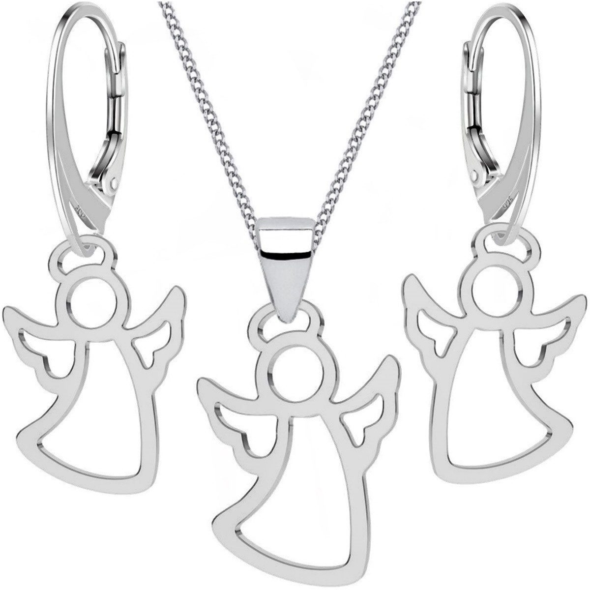 Engel Schmuckset aus 925 Silber mit Halskette und Ohrringen Bild 1