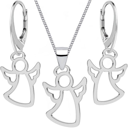 Engel Schmuckset aus 925 Silber mit Halskette und Ohrringen Bild 1