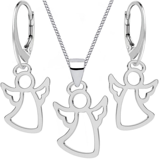 Engel Schmuckset aus 925 Silber mit Halskette und Ohrringen Bild 1