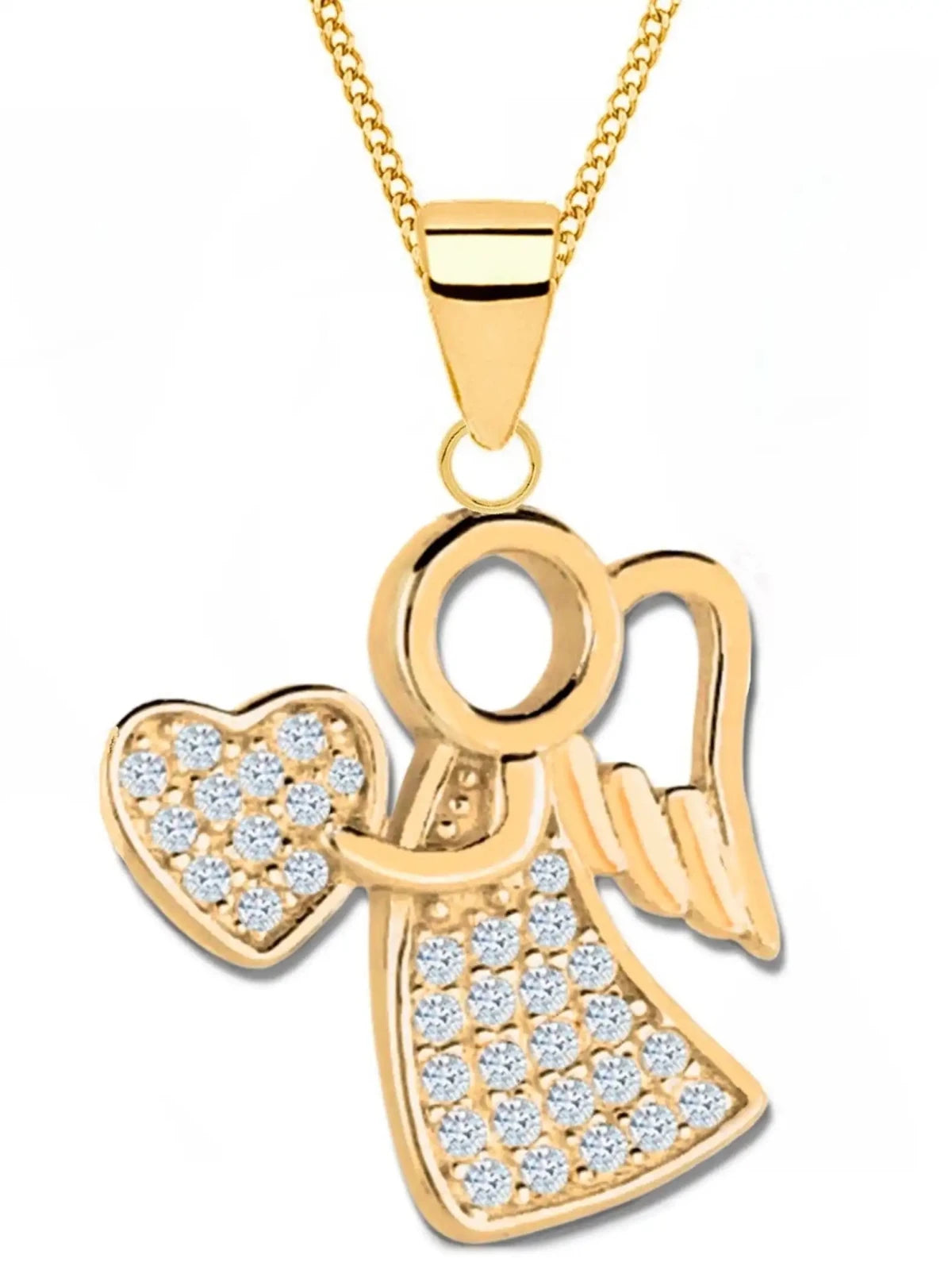 Engel mit Herz Anhänger mit Kette vergoldet - inkl. Geschenketui Bild 1
