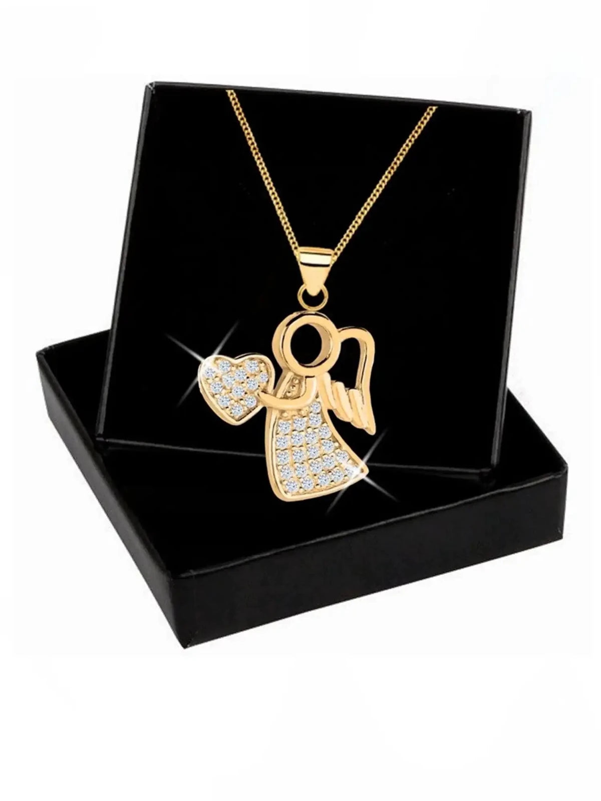Engel mit Herz Anhänger mit Kette vergoldet - inkl. Geschenketui Bild 3