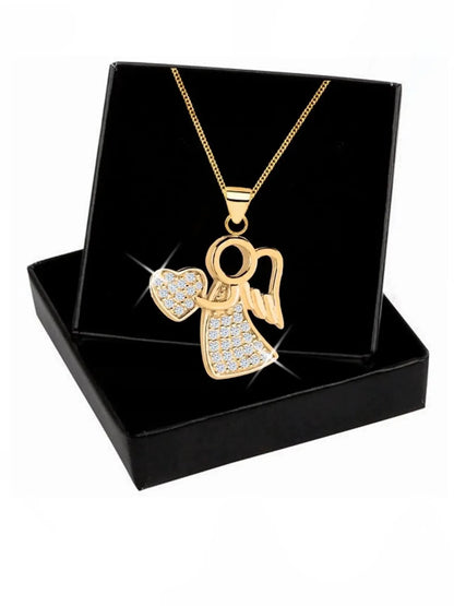 Engel mit Herz Anhänger mit Kette vergoldet - inkl. Geschenketui Bild 3
