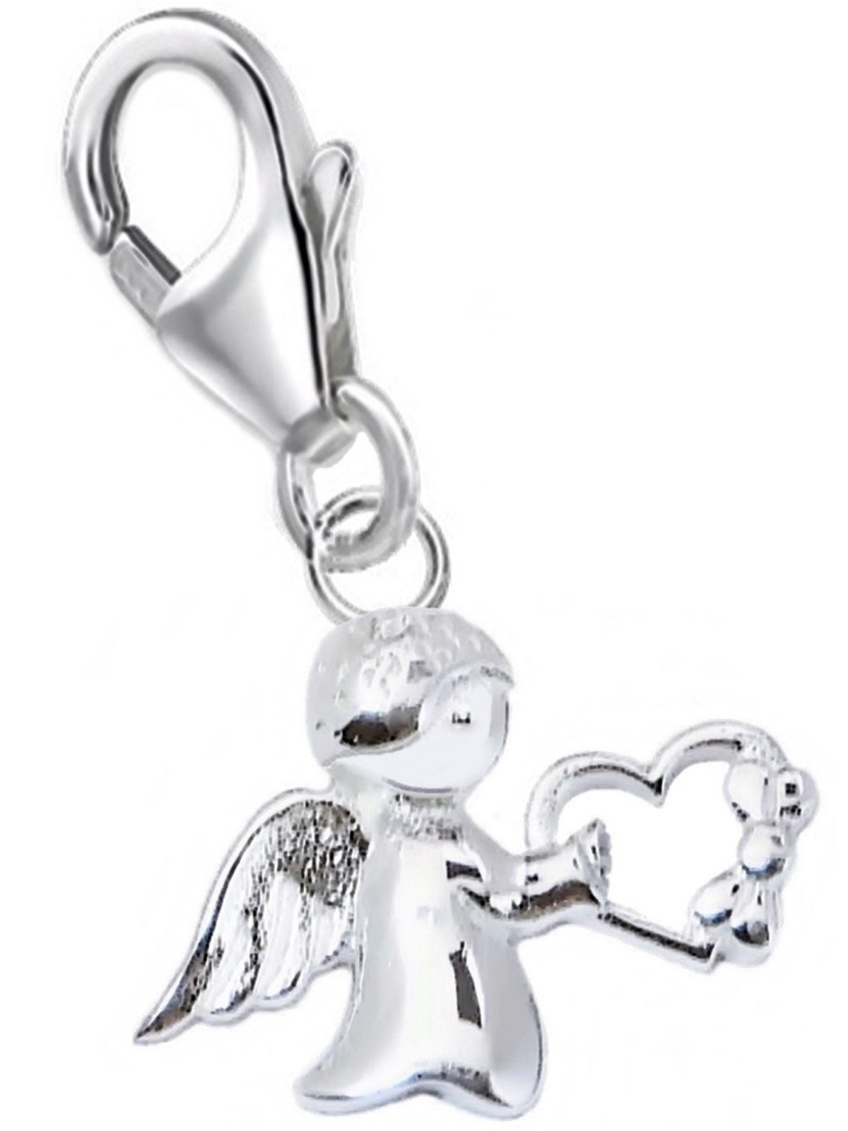 Engel mit Herz Charm Silber 925 – Glücksbringer für Kinderarmband Bild 1