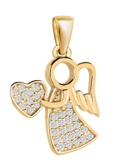 Engel mit Herz Kettenanhänger 925 Sterling Silber, vergoldet Bild 1
