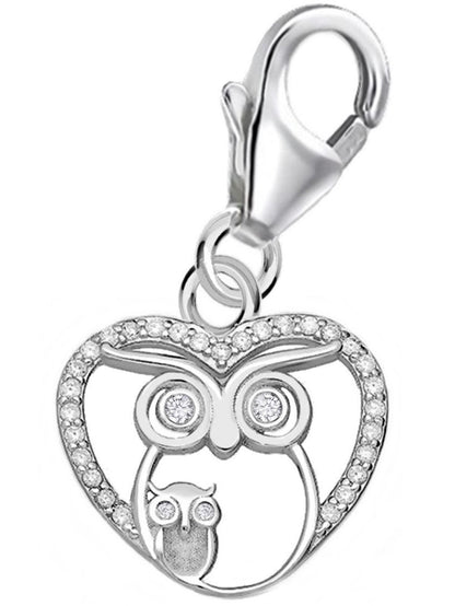 Eule Charm Silber 925 – Familien Anhänger Mama Kind Geschenk Bild 1