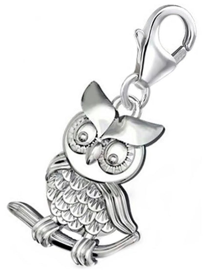 Eule Charm Silber 925 – Natur Schmuck für Bettelarmband Bild 1