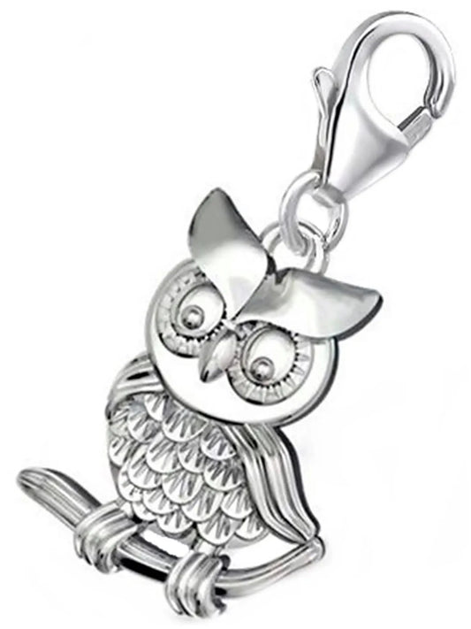 Eule Charm Silber 925 – Natur Schmuck für Bettelarmband Bild 1