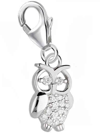 Eule Charm mit Karabiner – 925 Silber Vogel Schmuck Bild 1
