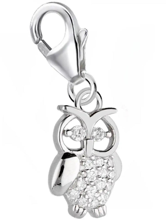 Eule Charm mit Karabiner – 925 Silber Vogel Schmuck Bild 1
