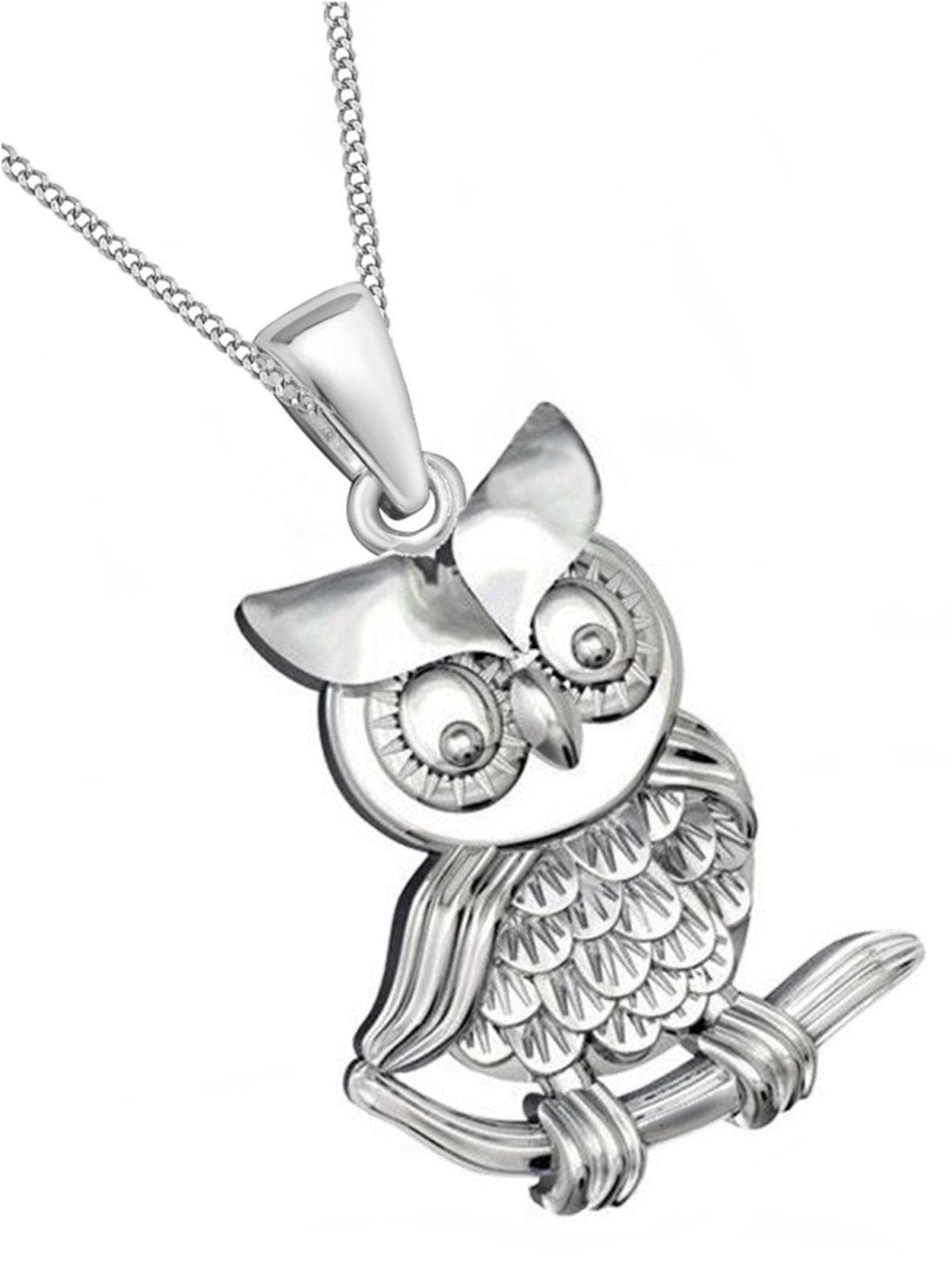 Eulen Anhänger mit Ankerkette aus 925 Sterling Silber Vogel Bild 1