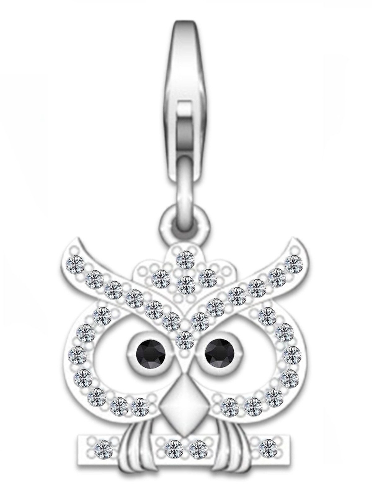 Eulen Charm 925 Silber mit Zirkonia - Naturschmuck Anhänger Bild 1
